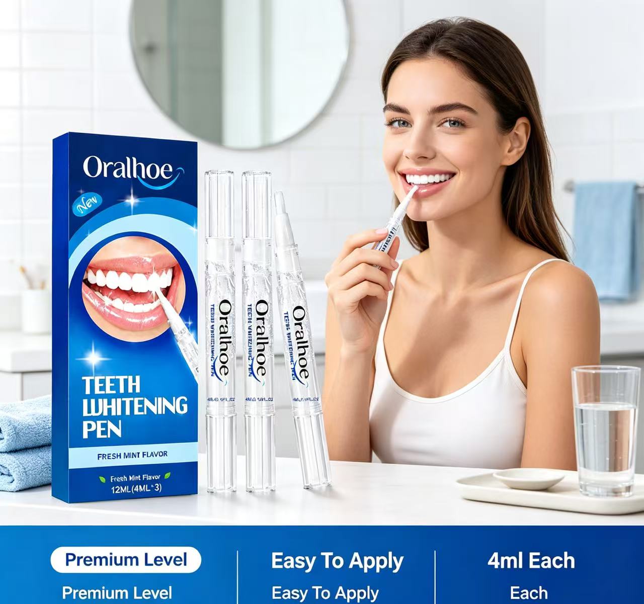 Teeth Whitening Pens - Oralhoe Diş Beyazlatma Kalemi, 3 Adetlik