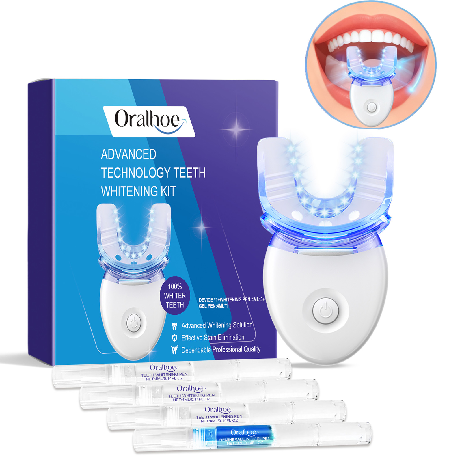 Teeth Whitening Kit - Profesyonel Diş Beyazlatma LED Işık Kiti,